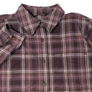 Carhartt Women's S Plaid Flannel Shirt Burgundy Pink Long Sleeve Workwear